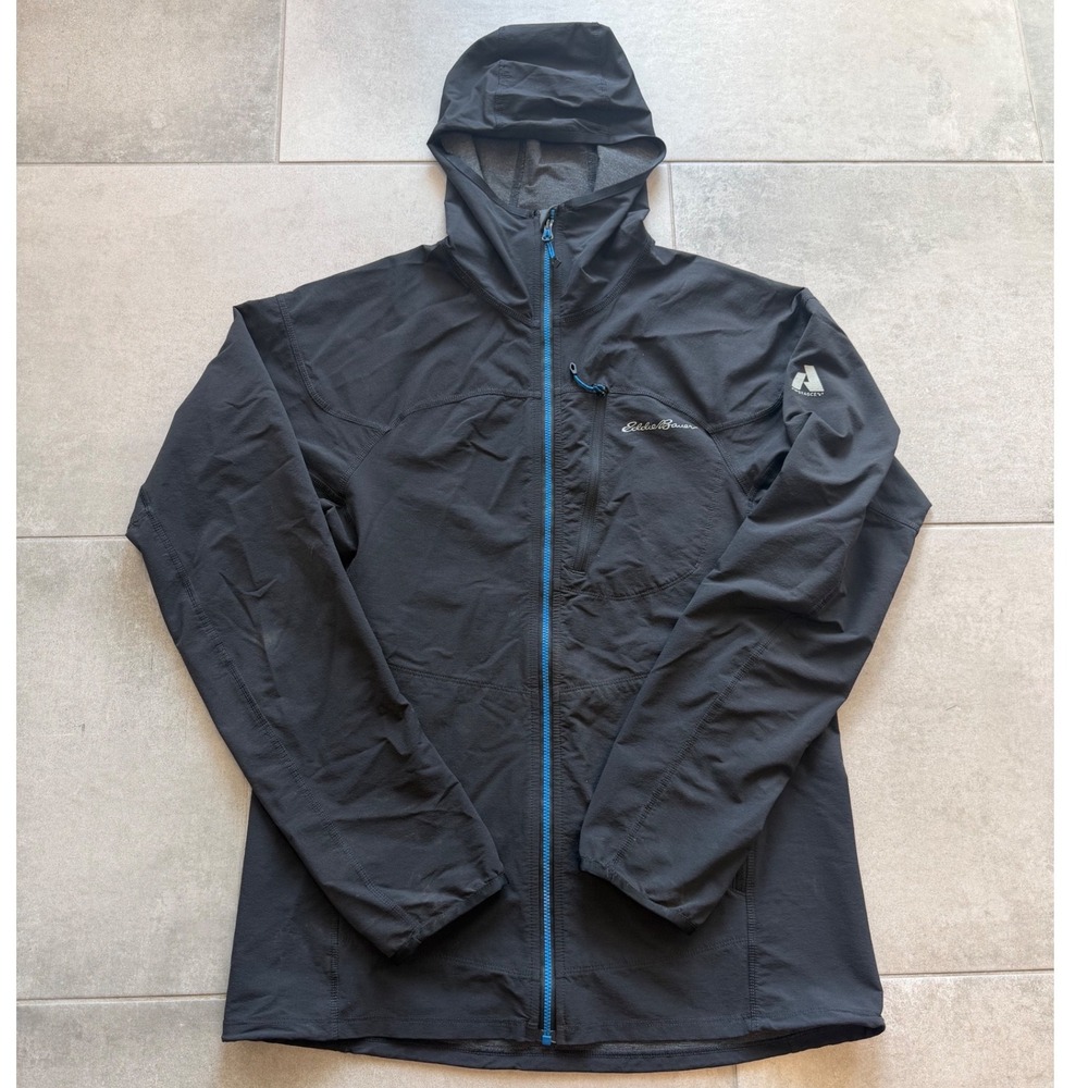 Eddie Bauer First Ascent Mens S Black Full Zip Hooded Technical Jacket Stretch